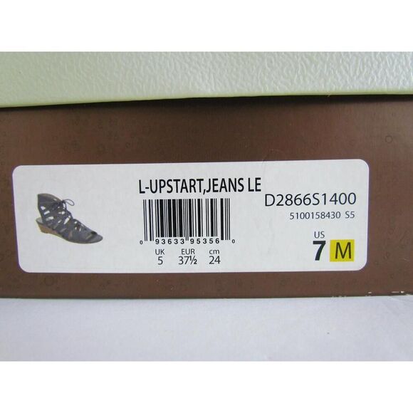 New Franco Sarto Sandals Leather Size 7 Upstart Strappy Gladiator Wedge Blue - Picture 14 of 15